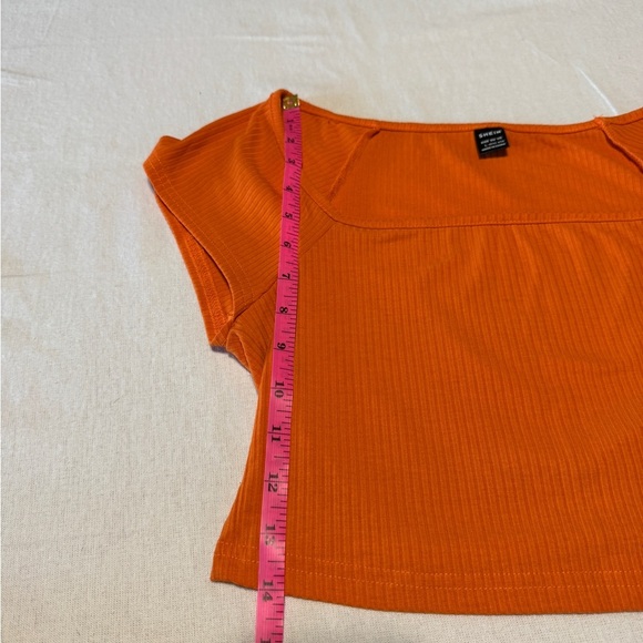 SHEIN Size Large Orange Ribbed Women's Crop Top - Picture 3 of 7